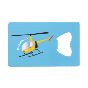 Niedlicher Hubschrauber mit gelbem Cartoon Geldbeutel Flaschenöffner