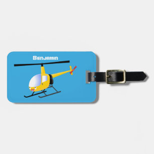 Niedlicher Hubschrauber mit gelbem Cartoon Gepäckanhänger