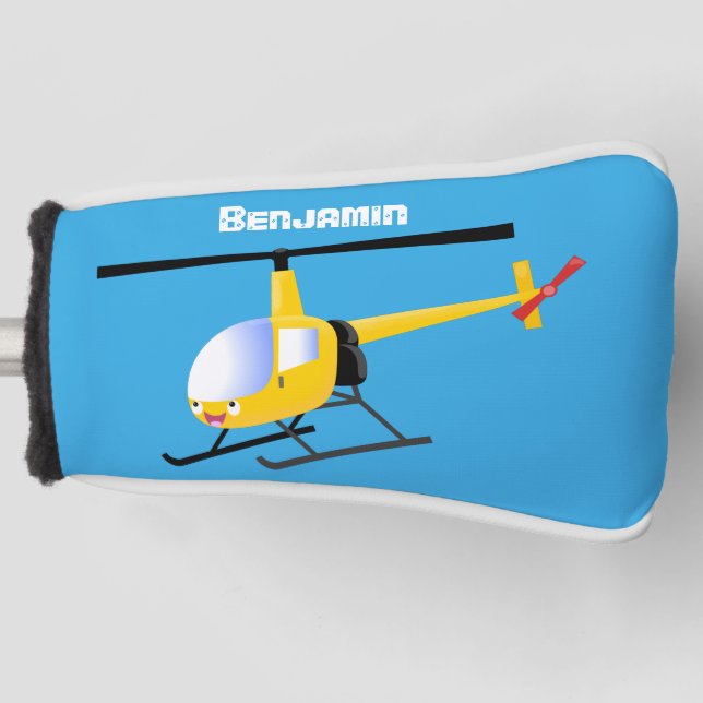 Niedlicher Hubschrauber mit gelbem Cartoon Golf Headcover (Vorderseite)