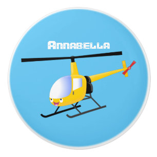 Niedlicher Hubschrauber mit gelbem Cartoon Keramikknauf