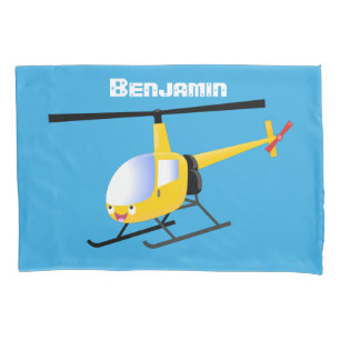 Niedlicher Hubschrauber mit gelbem Cartoon Kissenbezug