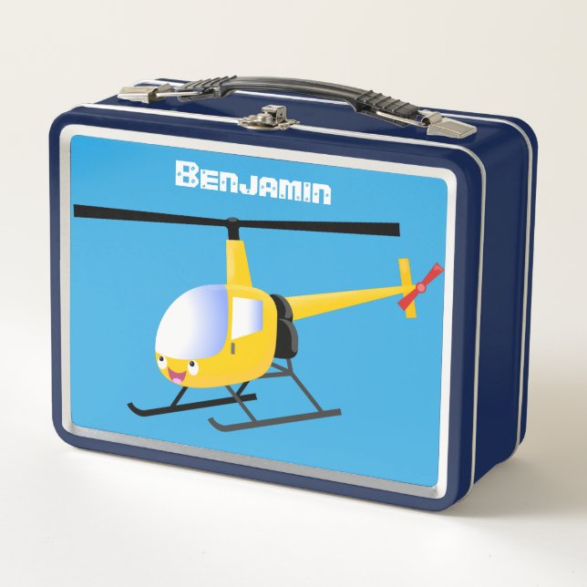 Niedlicher Hubschrauber mit gelbem Cartoon Metall Brotdose (Vorderseite)