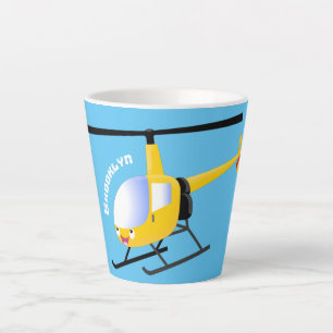 Niedlicher Hubschrauber mit gelbem Cartoon Milchtasse