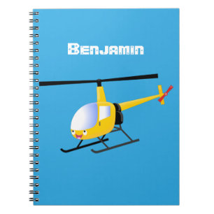 Niedlicher Hubschrauber mit gelbem Cartoon Notizblock