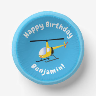 Niedlicher Hubschrauber mit gelbem Cartoon Pappteller