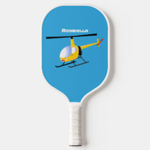 Niedlicher Hubschrauber mit gelbem Cartoon Pickleball Schläger