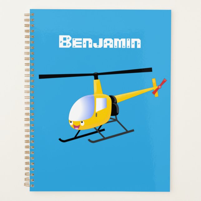 Niedlicher Hubschrauber mit gelbem Cartoon Planer (Vorderseite)
