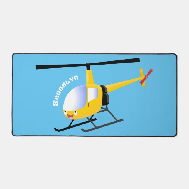 Niedlicher Hubschrauber mit gelbem Cartoon Schreibtischunterlage (Vorderseite)