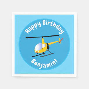 Niedlicher Hubschrauber mit gelbem Cartoon Serviette