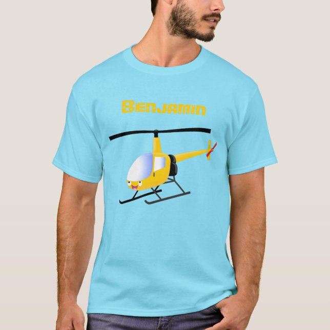 Niedlicher Hubschrauber mit gelbem Cartoon T-Shirt (Vorderseite)