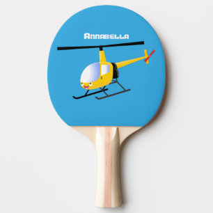 Niedlicher Hubschrauber mit gelbem Cartoon Tischtennis Schläger