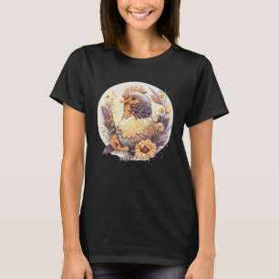 Niedlicher Hühner-Sonnenblumen-Bauernhof-Tier T-Shirt