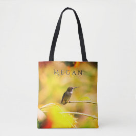 Niedlicher Hummingbird auf dem Sonnenblumen-Indivi Tasche
