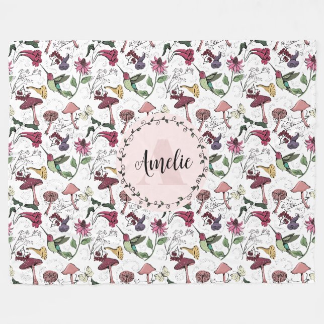 Niedlicher Hummingbird Garden Fleecedecke (Vorderseite (Horizontal))