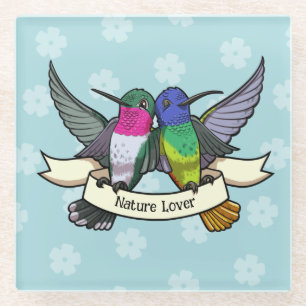 Niedlicher Hummingbirds Nature Lover Ribbon Cartoo Glasuntersetzer