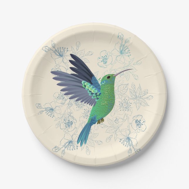 Niedlicher Hummingvogel Pappteller (Vorderseite)