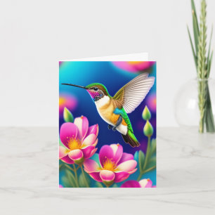 Niedlicher Hummingvogel und Blume Muttertagskarte Karte