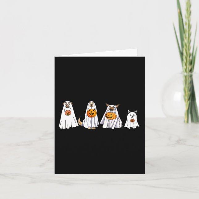 Niedlicher Hund als Ghost Halloween Fun Boo verkle Karte (Vorderseite)