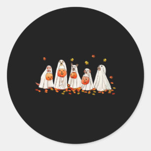 Niedlicher Hund als Ghost Halloween Spaß Boo1 verk Runder Aufkleber