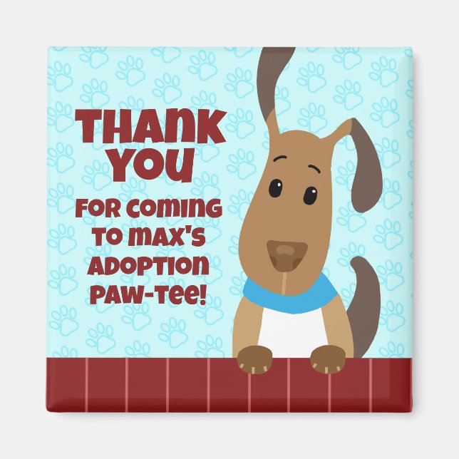 Niedlicher Hund auf Zaun Pet Adoption Pawprints Vi Magnet (Vorne)