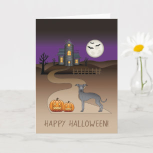 Niedlicher Hund aus blauem Iggy und Halloween Spuk Karte
