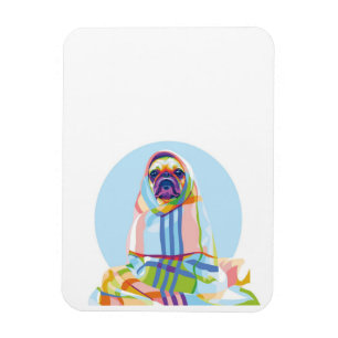Niedlicher Hund aus Mops, blau Magnet