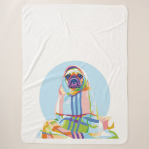 Niedlicher Hund aus Mops, blau Sherpadecke