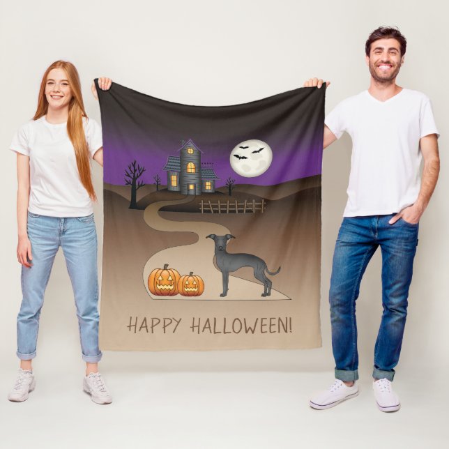 Niedlicher Hund aus schwarzem Iggy und Halloween S Fleecedecke (Beispiel)