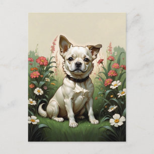 niedlicher Hund bei Blume Postkarte