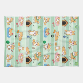 niedlicher Hund beim Springen Geschirrtuch