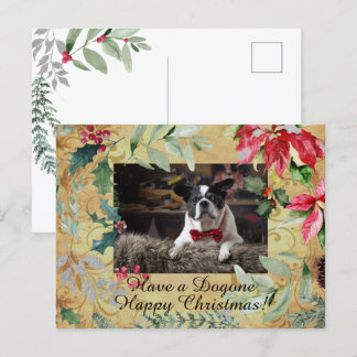 Niedlicher Hund Blumenweihnachtsgruß Postkarte