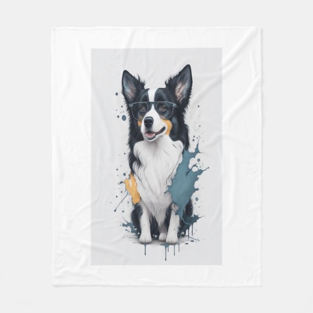 Niedlicher Hund Border Collie Fleecedecke (Vorderseite)