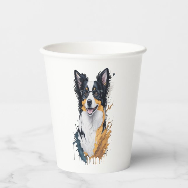 Niedlicher Hund Border Collie Pappbecher (Vorderseite)