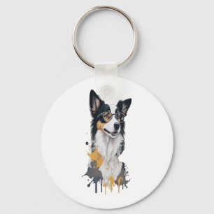 Niedlicher Hund Border Collie Schlüsselanhänger