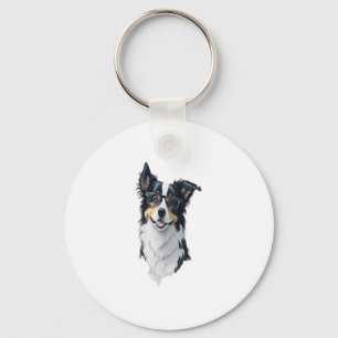Niedlicher Hund Border Collie Schlüsselanhänger