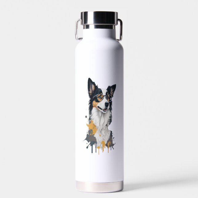 Niedlicher Hund Border Collie Trinkflasche (Vorne)