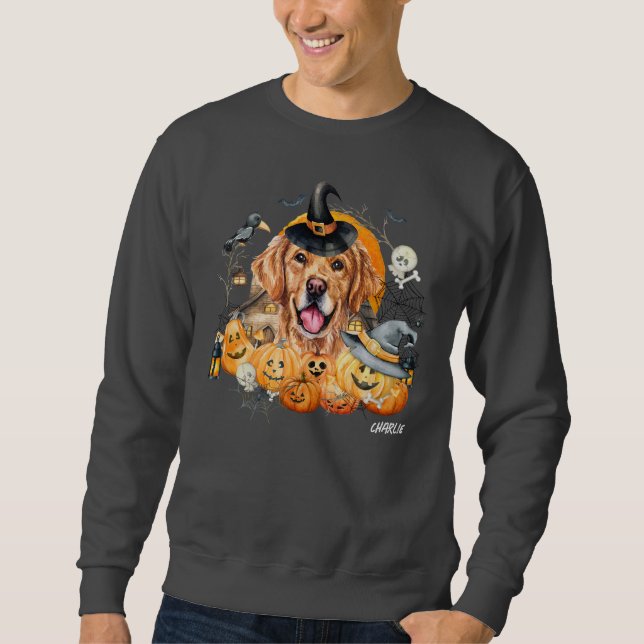 Niedlicher Hund Custom Golden Retriever Halloween Sweatshirt (Vorderseite)