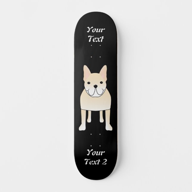 Niedlicher Hund. Der französische Bulldog ist blas Skateboard (Vorderseite)