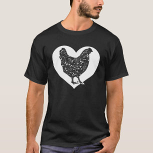 Niedlicher Hund, der Liebe Hühner Cool Weißes Herz T-Shirt