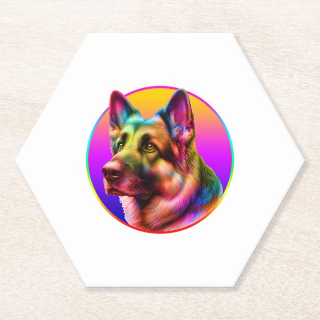 NIEDLICHER HUND FARBFARBENER RAINBOIN UNTERSETZER (Vorderseite)
