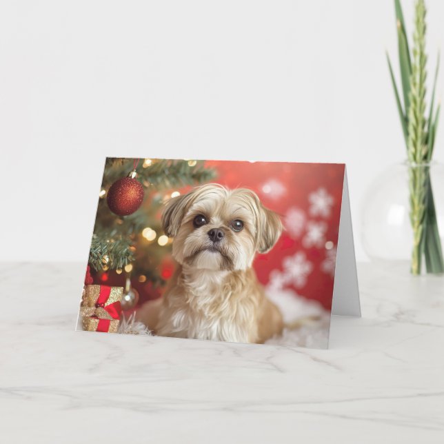 Niedlicher Hund feiert Weihnachtsfeiertage Dankeskarte (Vorderseite)