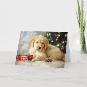 Niedlicher Hund feiert Weihnachtsfeiertage Dankeskarte