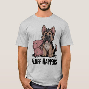 Niedlicher Hund "Fluff Happens" Hund T-Shirt