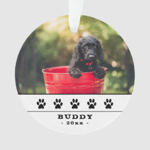 Niedlicher Hund Foto Black Paws Holiday Keepake Ornament