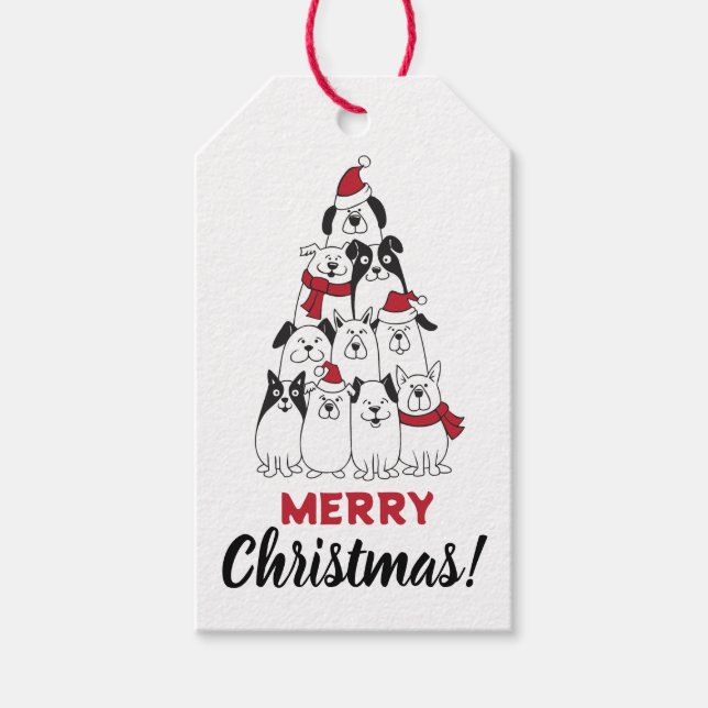 Niedlicher Hund frohe Weihnachten Geschenkanhänger (Vorderseite)