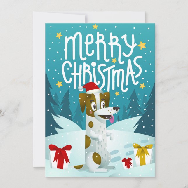 Niedlicher Hund frohe Weihnachten Winter (Vorderseite)