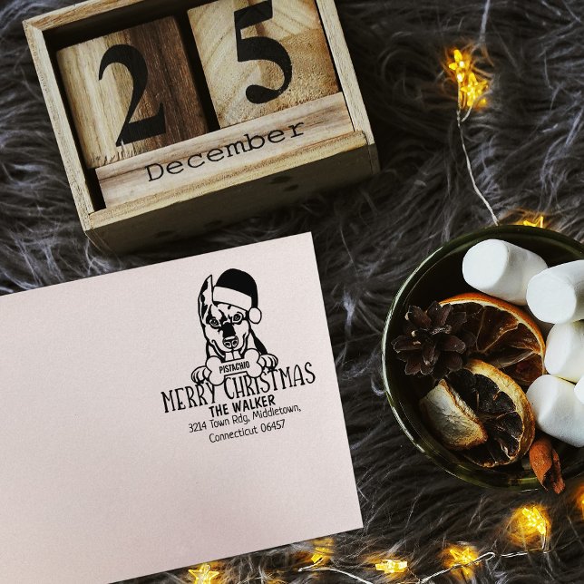 Niedlicher Hund Frohe Weihnachtsfeier Rücksendeadr Gummistempel (Von Creator hochgeladen)