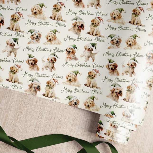 Niedlicher Hund Frohe Weihnachtswrapping Papier Geschenkpapier (Von Creator hochgeladen)