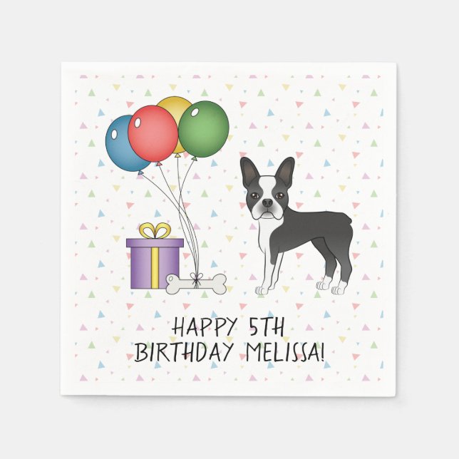 Niedlicher Hund - Geburtstag Serviette (Vorderseite)