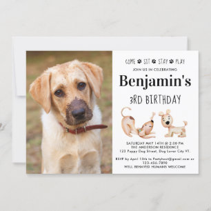 Niedlicher Hund Geburtstagspartei Puppy Custom Pet Einladung
